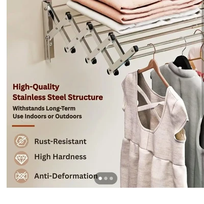 Wall Grill Mounted Clothes Hanger Foldable SS