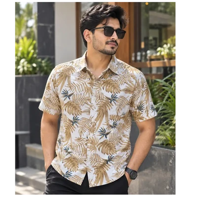 Print Shirt Cotton Half Sleeve For Men's