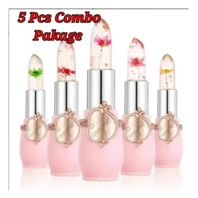 5 pcs combo Emaymei Transparent Jelly Change Lipstick.